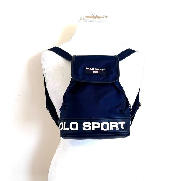 Vintage Y2K Polo Sport Ralph Lauren Mini Backpack Bucket Bag Blue Preppy USA - Picture 8 of 10